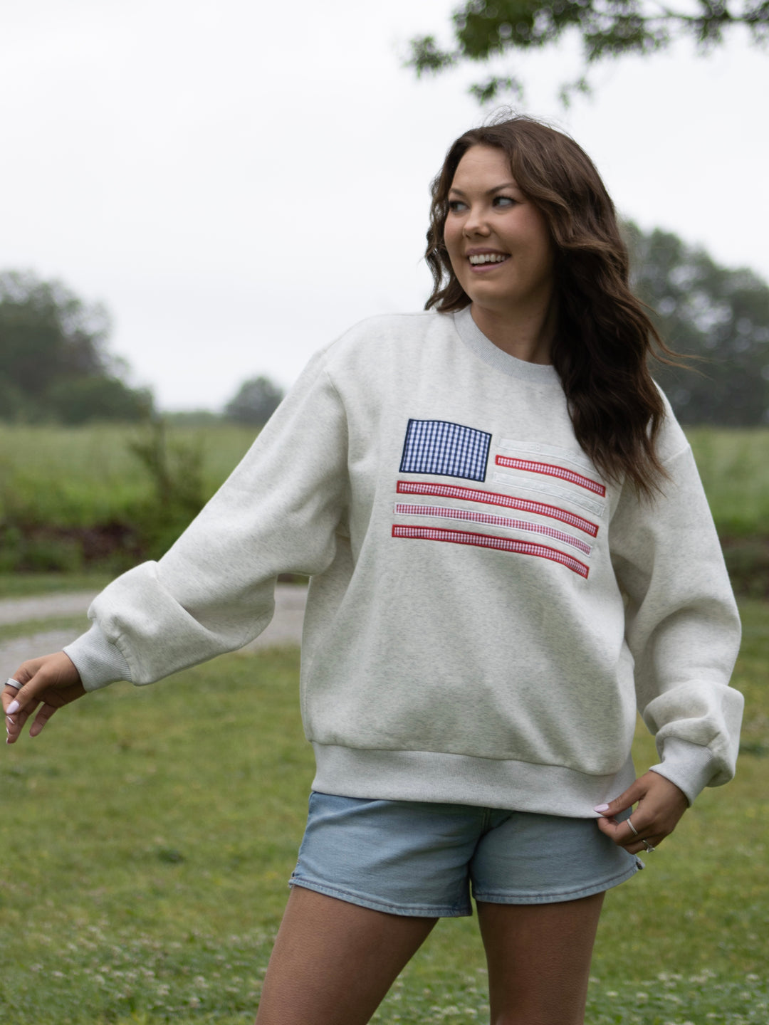 American Patchwork Flag Crewneck