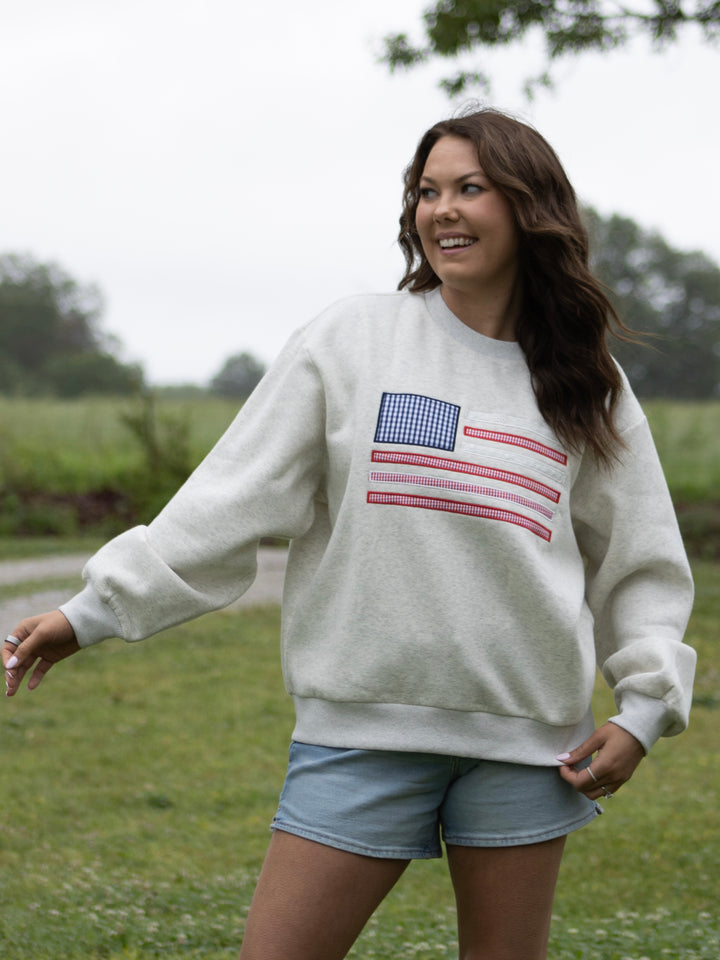 American Patchwork Flag Crewneck