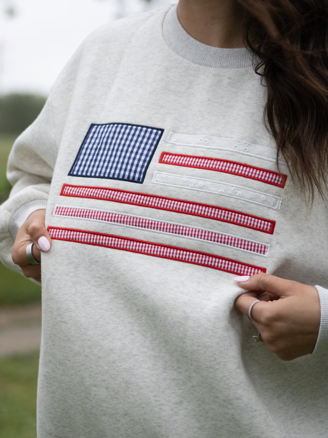 American Patchwork Flag Crewneck