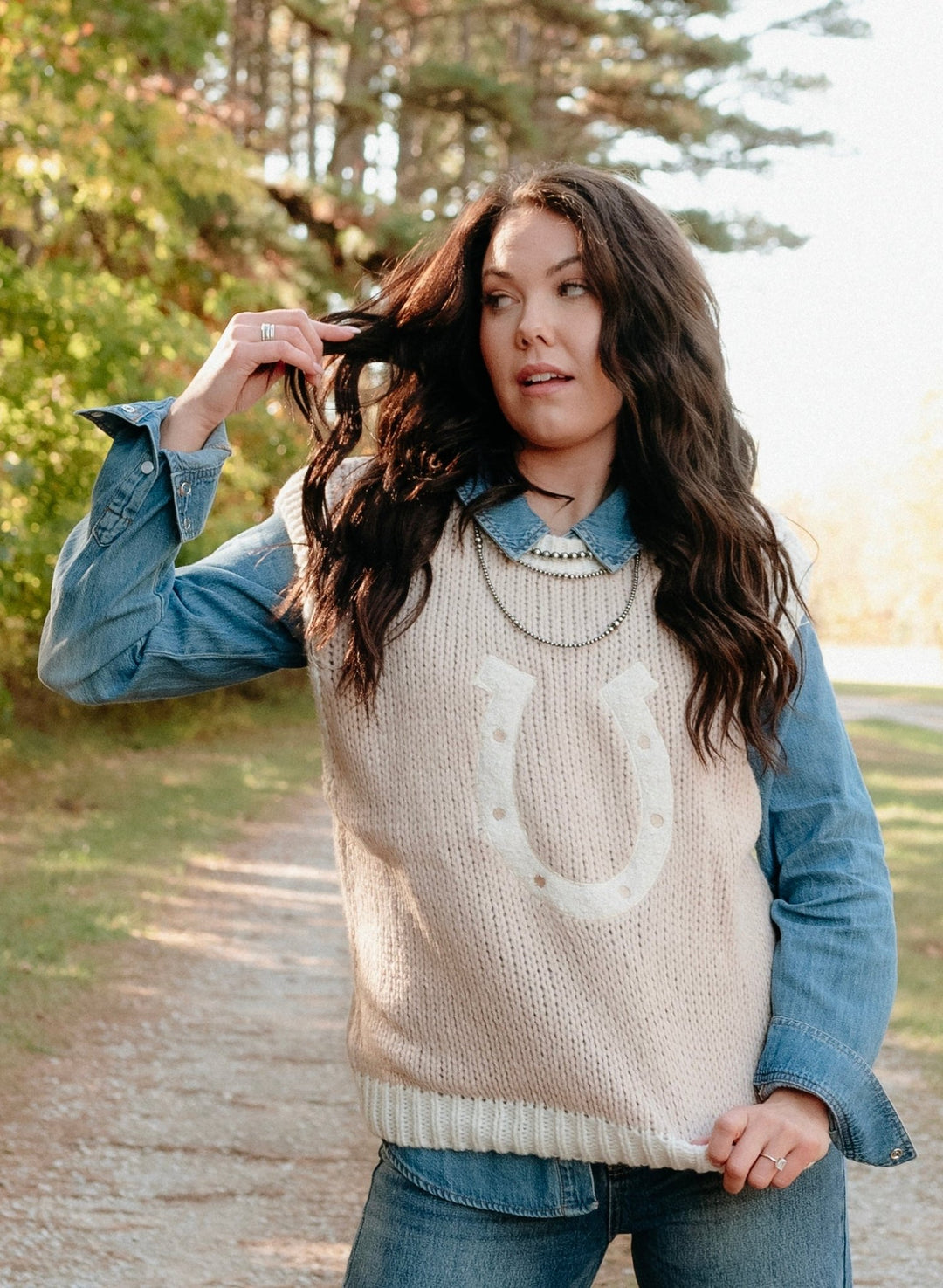 Woven Horseshoe Sweater Vest - Lunabelle West
