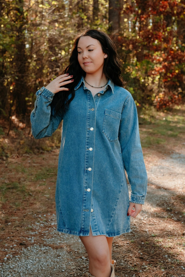 Tipton Denim Shirt Dress - Lunabelle West