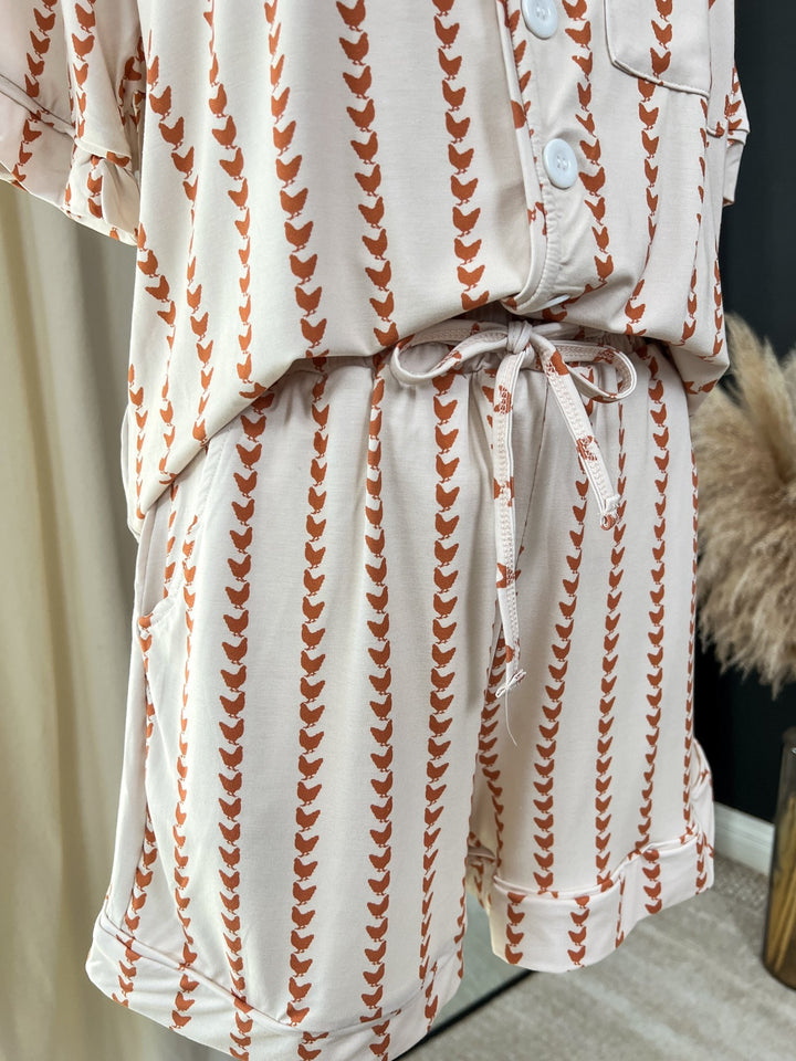 Chicken Stripe Pajama Set - Lunabelle West