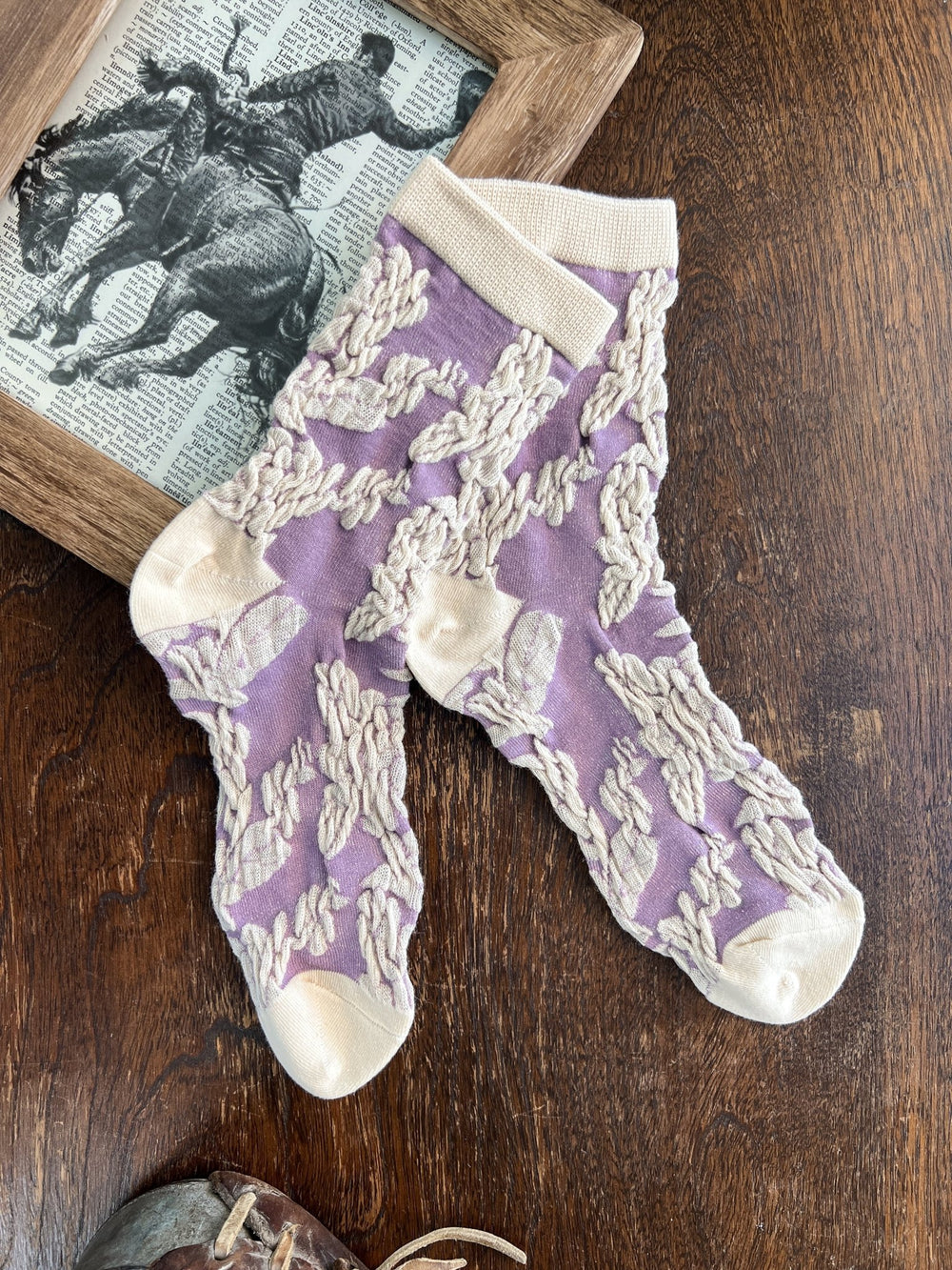 Lilac Embossed Socks - Lunabelle West