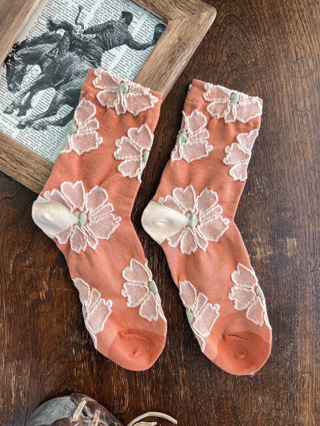 Ava Embossed Socks - Lunabelle West