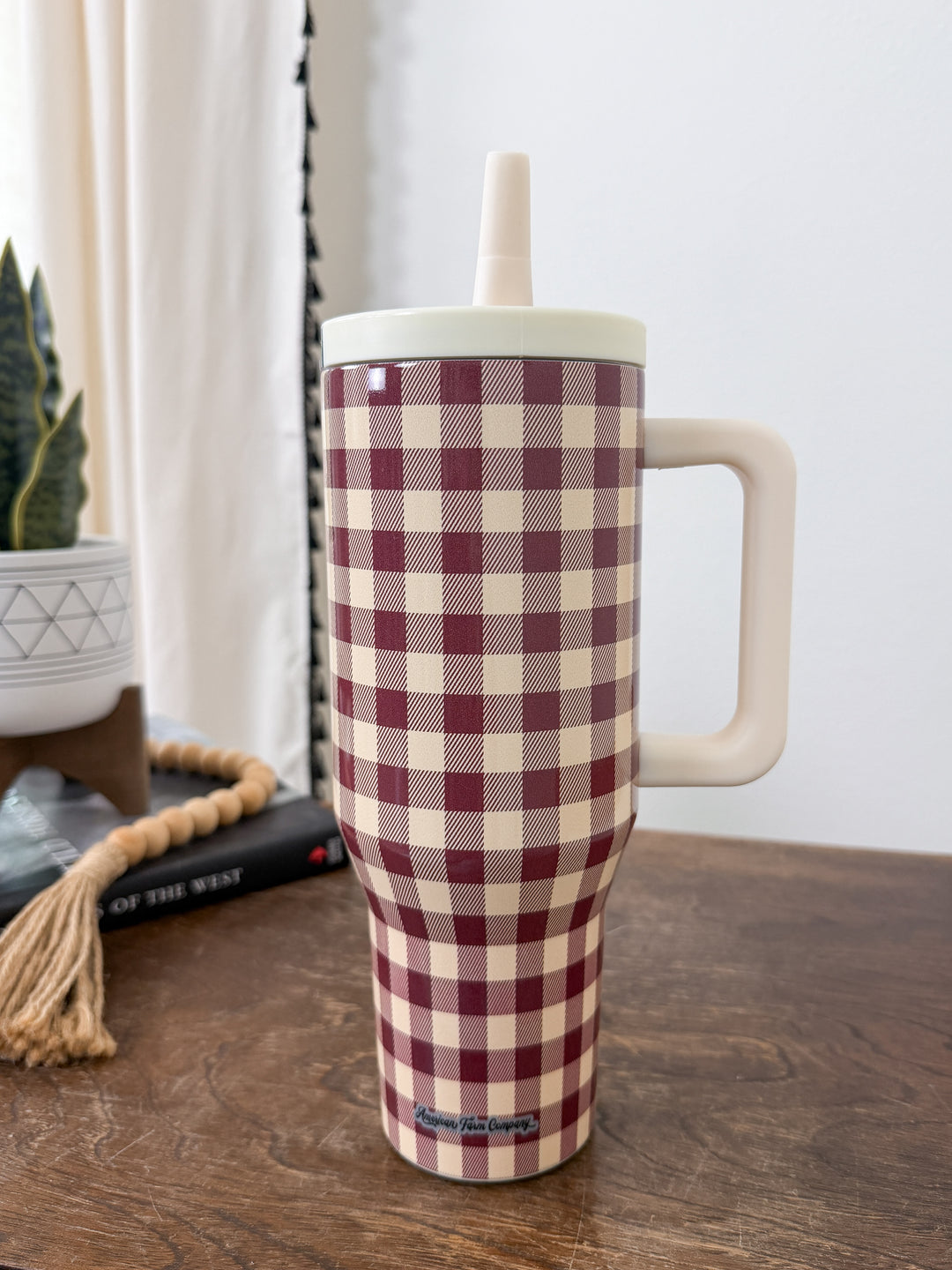 Cranberry Gingham Tumbler
