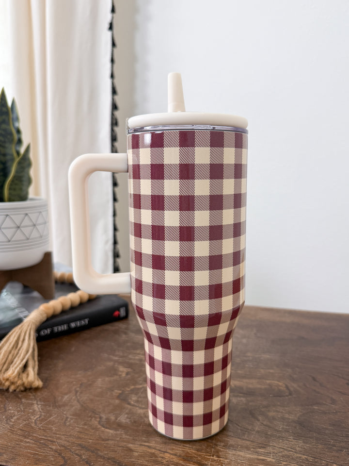 Cranberry Gingham Tumbler