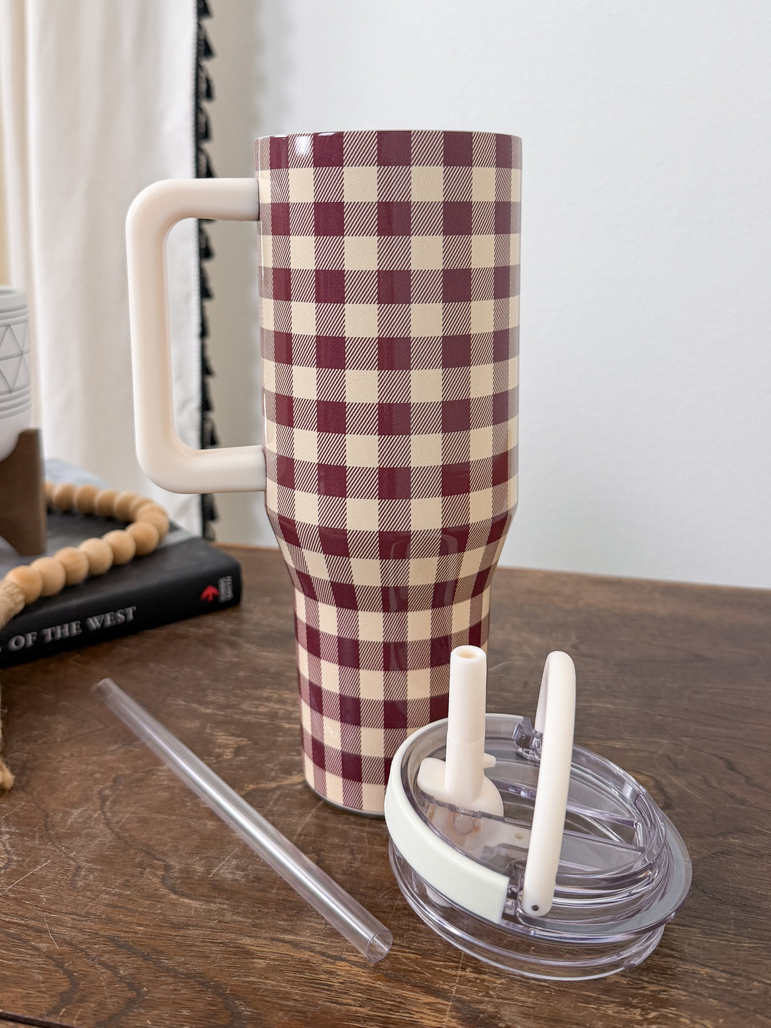 Cranberry Gingham Tumbler