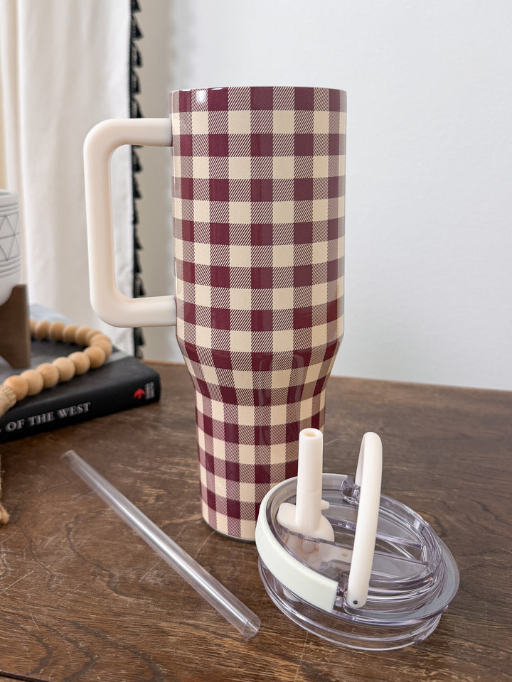 Cranberry Gingham Tumbler
