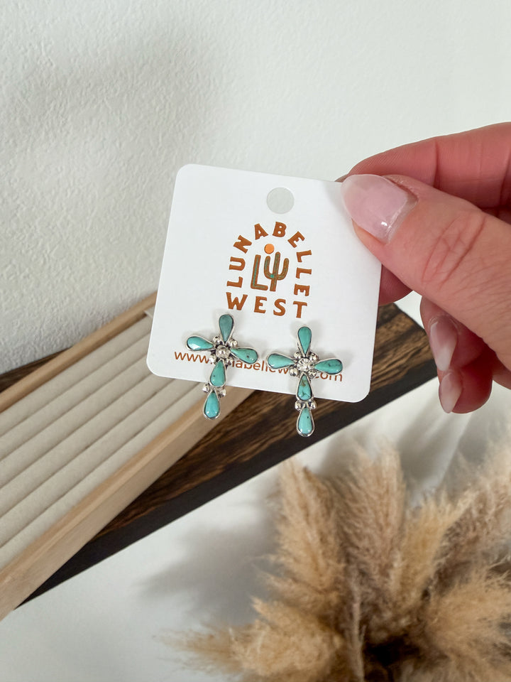 Turquoise Cross Earrings