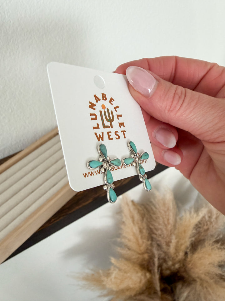 Turquoise Cross Earrings