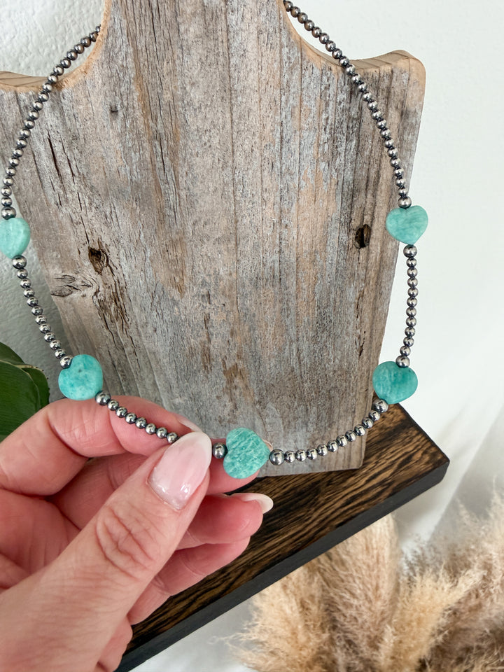 Esma Amazonite Heart Necklace