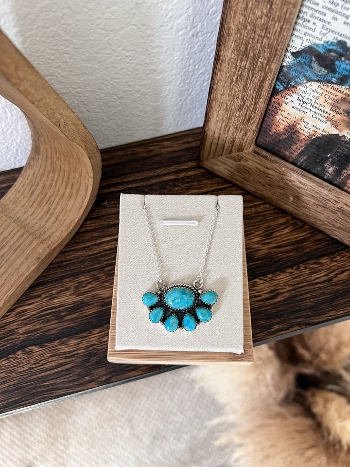 Kinsley Turquoise Cluster Necklace - Lunabelle West
