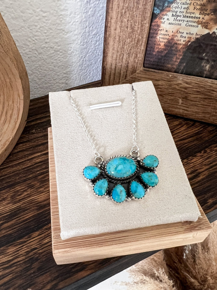 Kinsley Turquoise Cluster Necklace - Lunabelle West